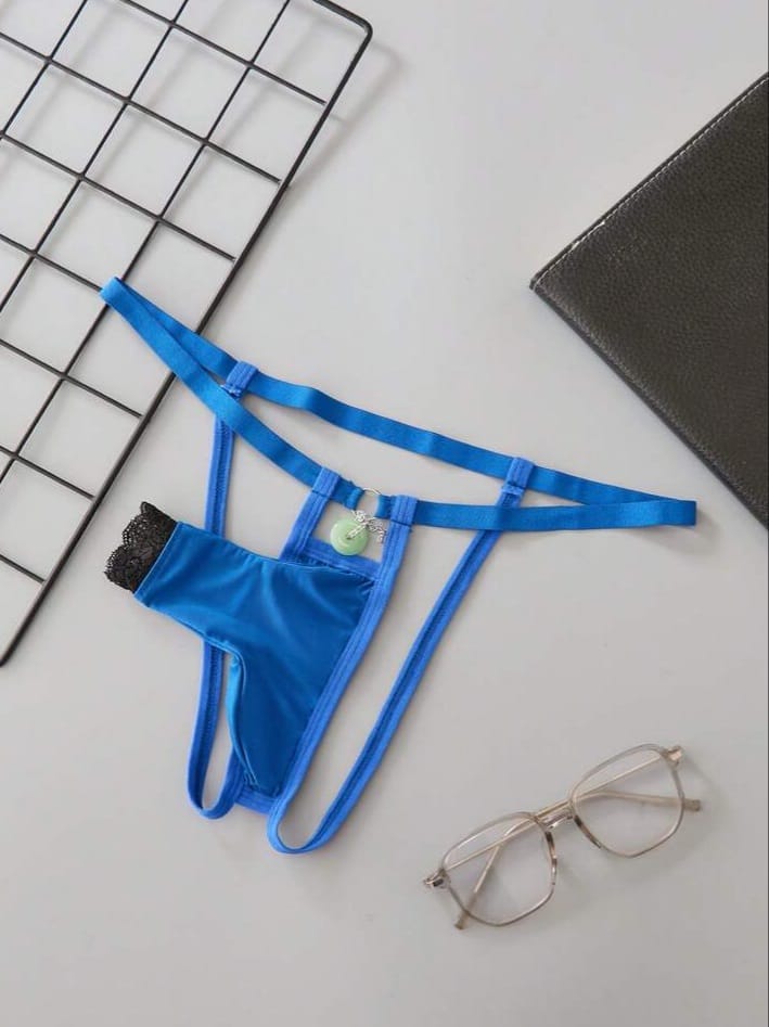 Men's Lace Patchwork Double C-Shaped Thong Underwear